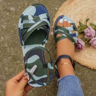 Damen Geflochtene Riemchensandalen mit verstellbarem Knöchelriemen und flacher Komfortsohle Shop Nory