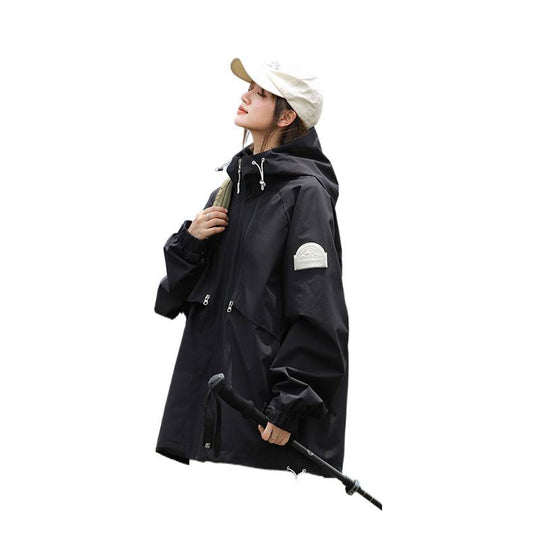 Damen Leichte Wasserabweisende Oversized Funktions-Outdoorjacke mit Kapuze Shop Nory