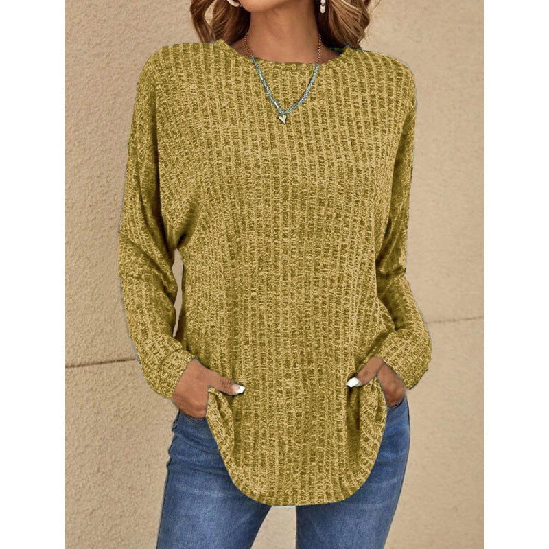 Damen Oversized Struktur-Strickpullover mit Rundhals und Eingrifftaschen Shop Nory