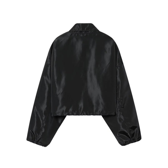 Damen Cropped Bomberjacke aus Satinoptik mit Reißverschluss und elastischem Saum Shop Nory