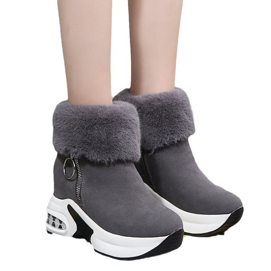 Damen Keilabsatz-Sneaker-Stiefelette mit Teddy-Kragen und Reißverschluss Shop Nory
