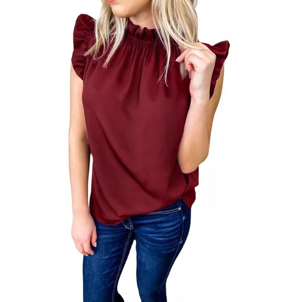 Damen elegante Bluse mit Rüschendetails