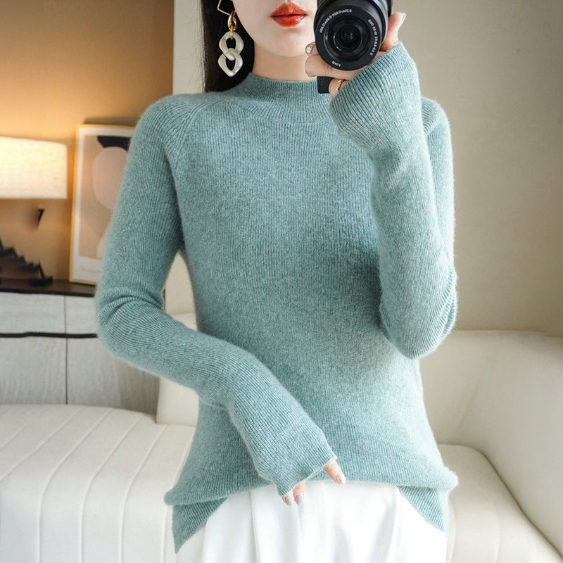 Damen Schmal geschnittener Stehkragenpullover aus leichtem Feinstrick mit feiner Rippenstruktur Shop Nory