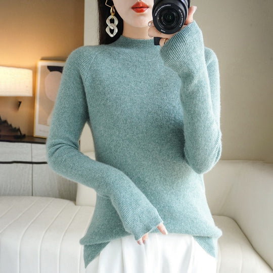 Damen Schmal geschnittener Stehkragenpullover aus leichtem Feinstrick mit feiner Rippenstruktur Shop Nory