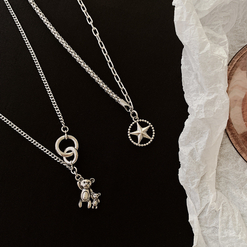 Damen Halskette mit doppeltem Gliederdesign und funkelndem Sternanhänger Shop Nory