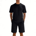Herren nan Kurzarmshirt- und Bermudakombination aus geripptem Jersey mit elastischem Tunnelzugbund