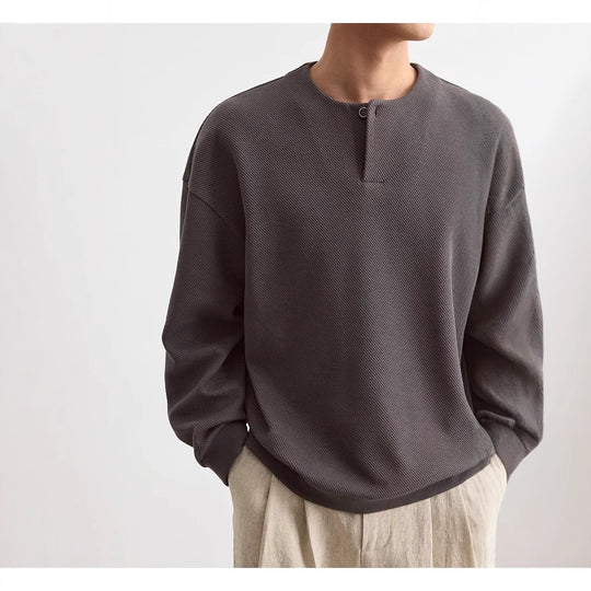 Herren Strukturierter Oversize-Strickpullover mit Henley-Knopfleiste Shop Nory