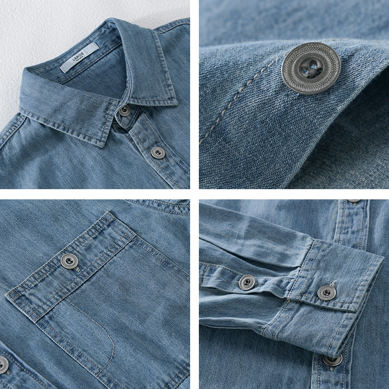 Herren Denim-Überhemd im lässigen Worker-Look mit Einstecktasche und softem Finish Shop Nory