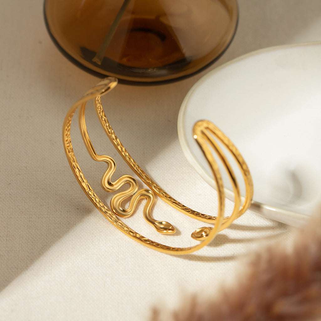 Damen Offenes Armband im Schlangen-Design aus hypoallergenem Edelstahl Shop Nory