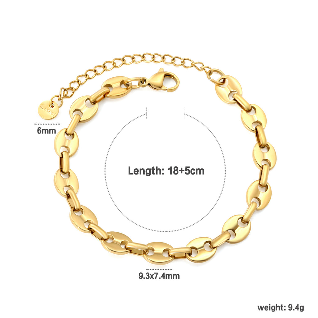 Damen Edelstahl Gliederarmband mit hochwertigem Design und individuellem Verlängerungsverschluss Shop Nory