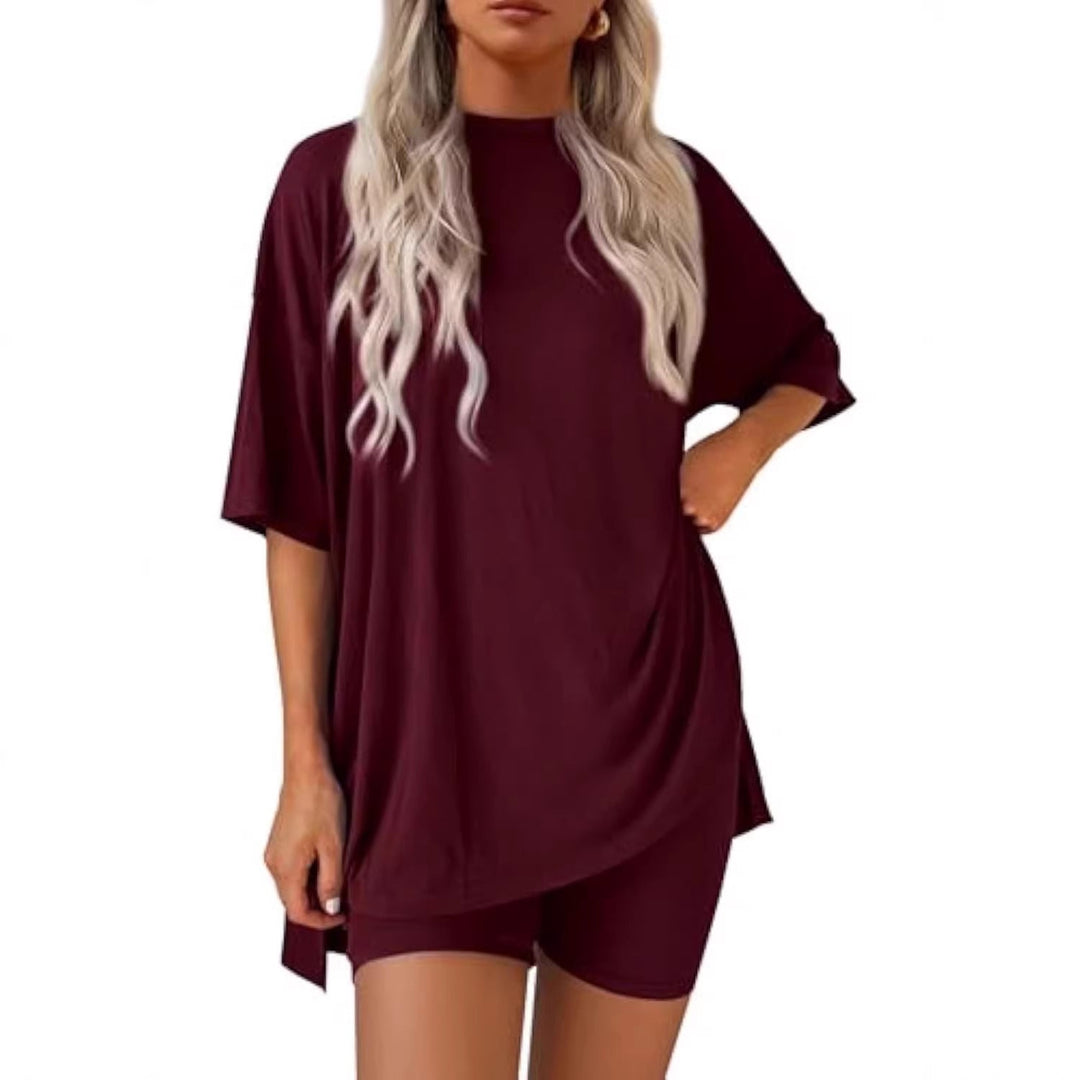 Damen lässiges Sport-T-Shirt mit Shorts im Set