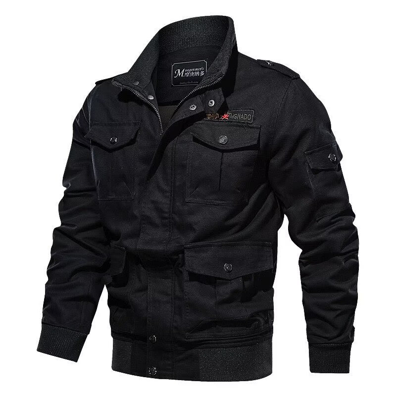 Herren Fieldjacke im Military-Stil mit Mehrfach-Taschen und Strickkragen Shop Nory
