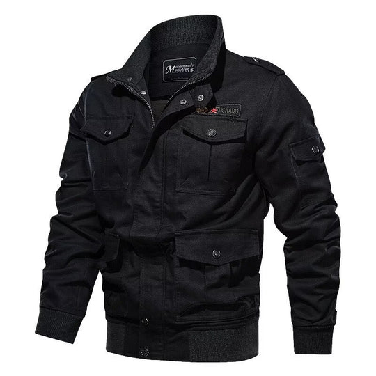 Herren Fieldjacke im Military-Stil mit Mehrfach-Taschen und Strickkragen Shop Nory