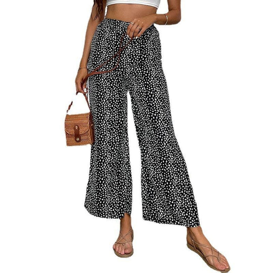 Damen Leichte Palazzo‑Hose mit hohem Gummibund und dezentem Animal‑Print Shop Nory