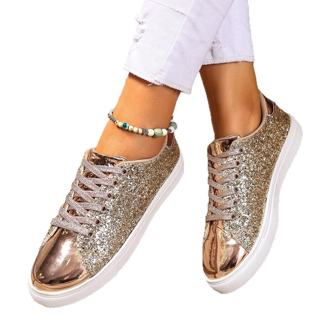 Damen Glitzernde Sneakers mit verspiegelter Zehenkappe und bequemer Polsterung Shopnory