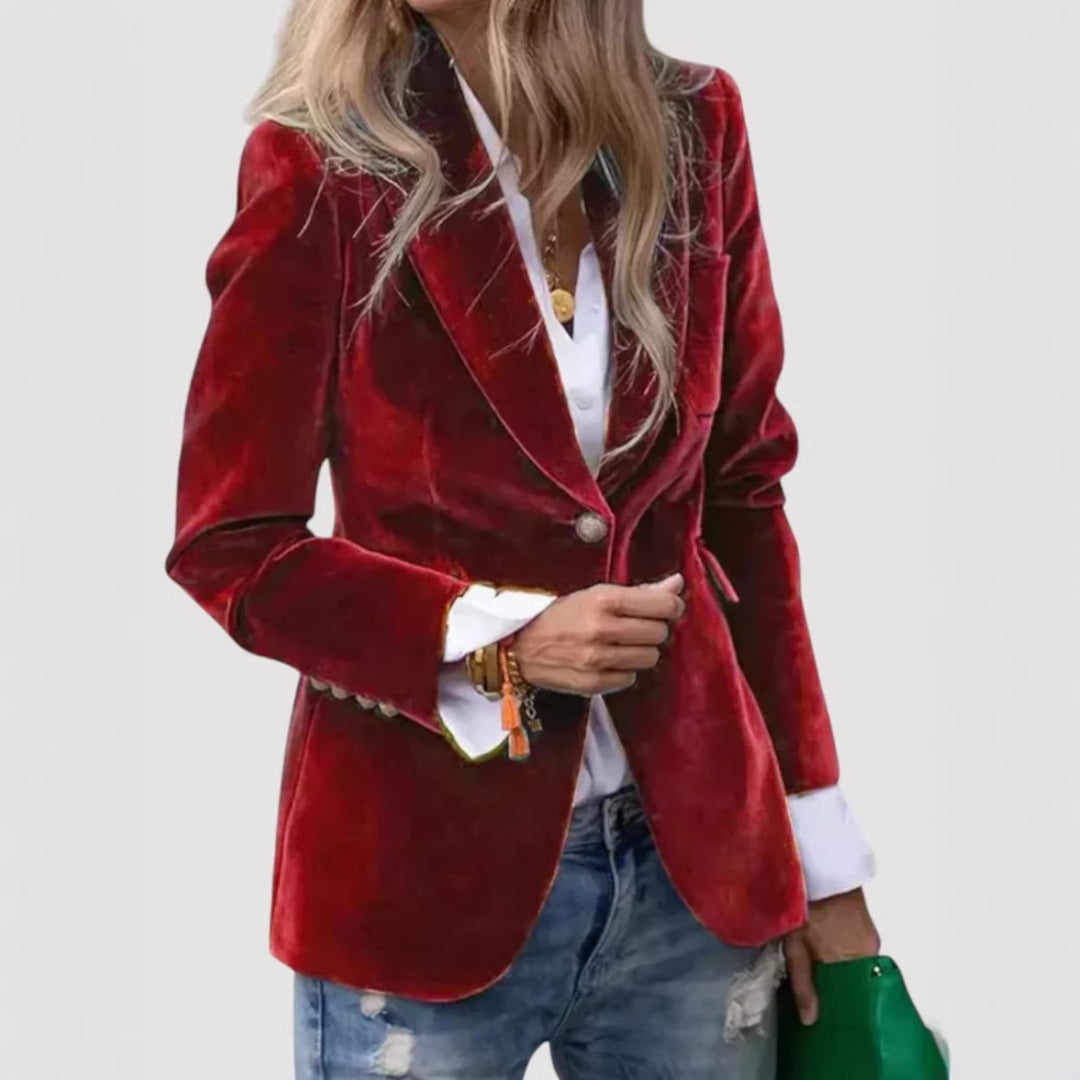 Damen Eleganter Samt Blazer