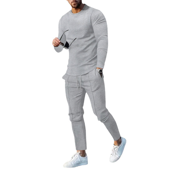 Herren nan modernes Lounge-Set aus feinem Stretchjersey mit Rundhals-Longsleeve und tapered Cargo-Jogger Shop Nory