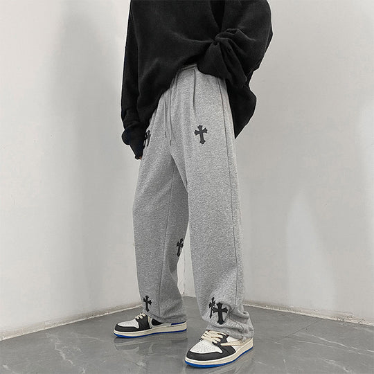 Herren weite Baumwoll-Jogginghose mit Allover-Kreuzprint und elastischem Tunnelzugbund Shop Nory