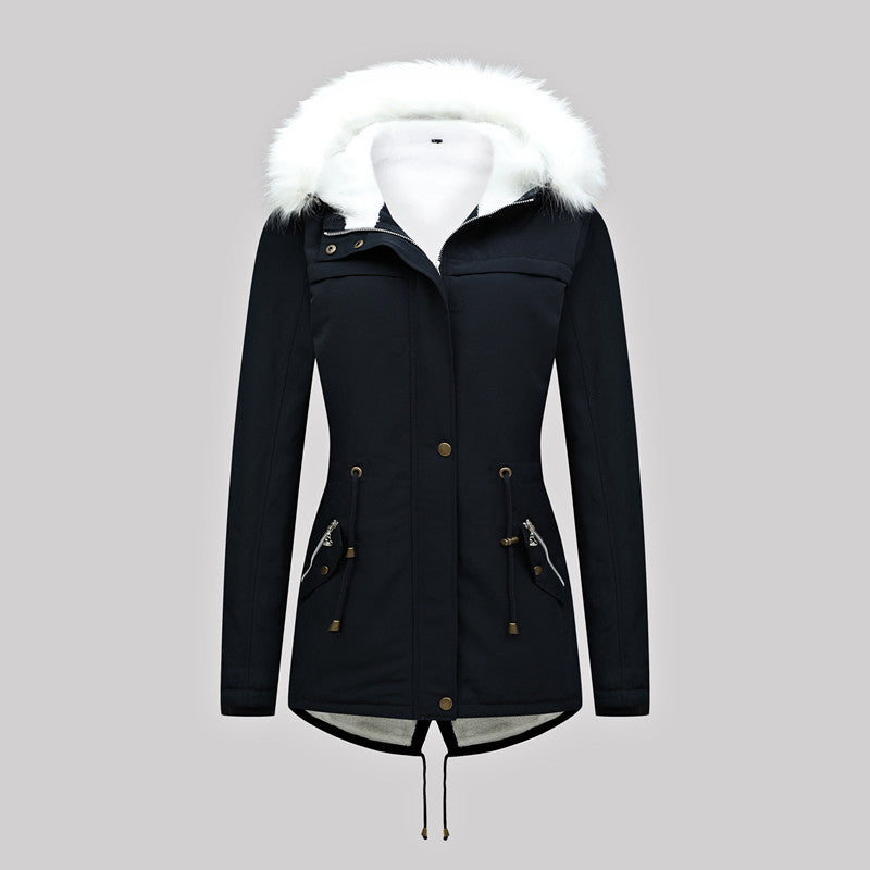Damen Taillierter Winterparka mit Thermofleece-Futter und abnehmbarer Kunstfellkapuze Shop Nory