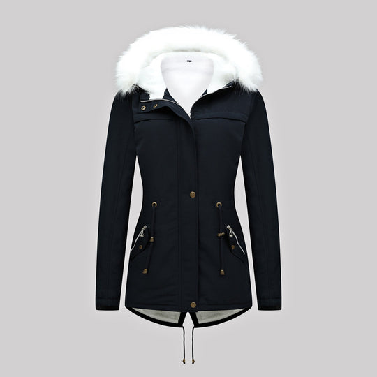 Damen Taillierter Winterparka mit Thermofleece-Futter und abnehmbarer Kunstfellkapuze Shop Nory