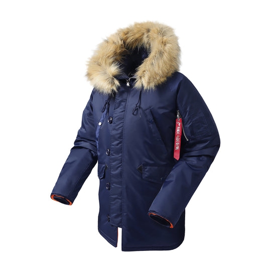 Herren langer Thermo-Parka mit Kapuze und abnehmbarem Kunstfellbesatz Shop Nory