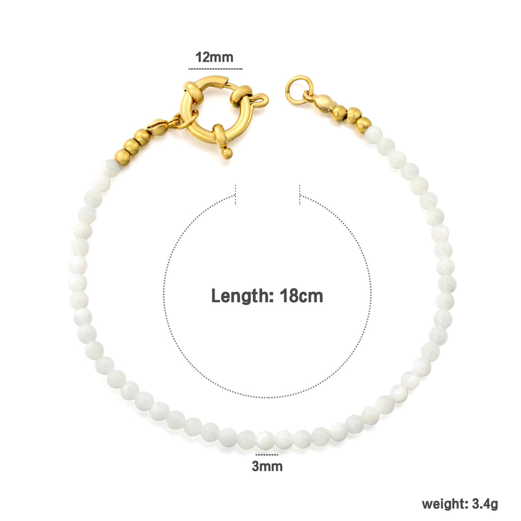 Damen Armband mit farbigen Natursteinen und goldplattierten Akzenten Shop Nory