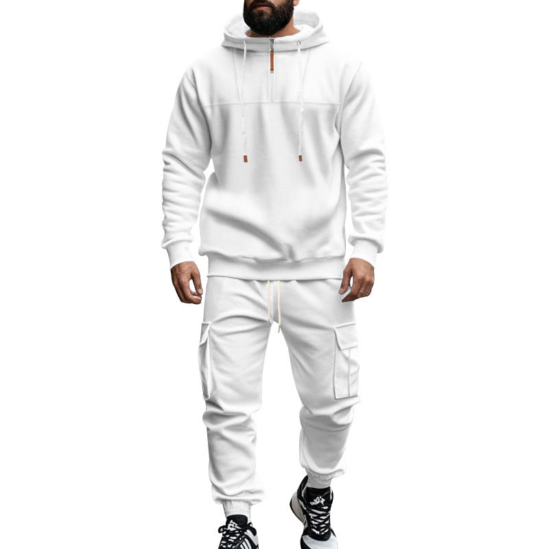 Herren nan Cargo-Joggingset mit Halbzip-Kapuzenpullover und Kordelbund-Cargohose Shop Nory