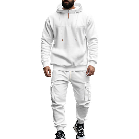 Herren nan Cargo-Joggingset mit Halbzip-Kapuzenpullover und Kordelbund-Cargohose Shop Nory