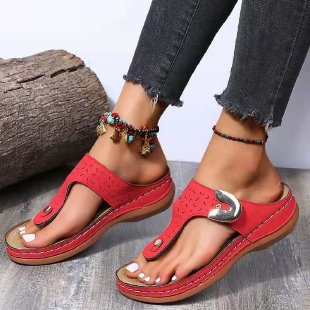 Damen Komfortable Zehentrenner-Sandalen mit anatomischem Fußbett und modischem Riemendesign