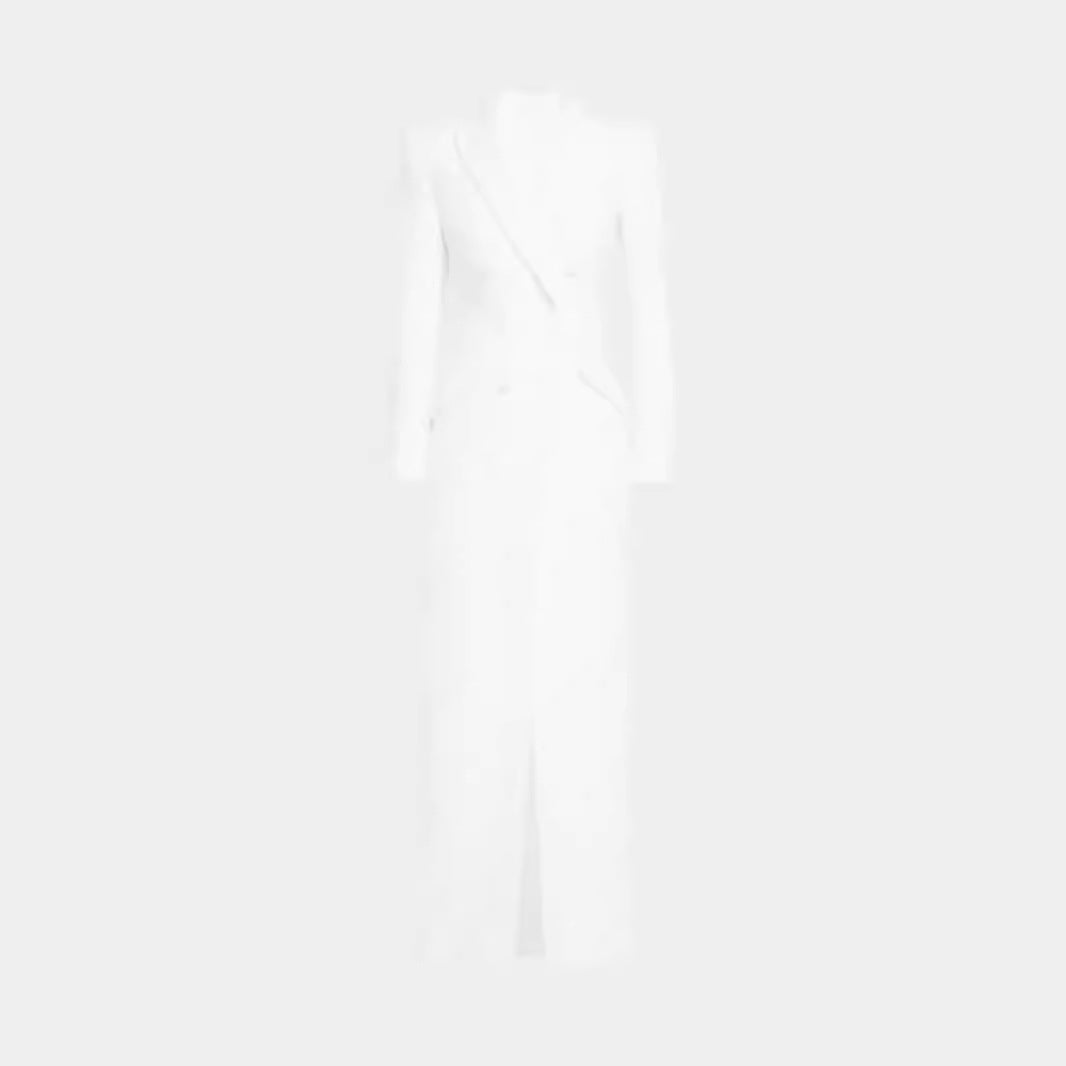 Damen Blazerkleid Maxikleid mit Doppelreiher, taillierter Silhouette und hohem Frontschlitz Shop Nory