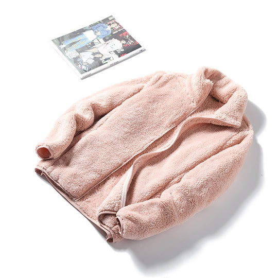 Damen Kuschelige Teddy-Fleecejacke im Oversize-Style mit Stehkragen und Reißverschluss Shop Nory