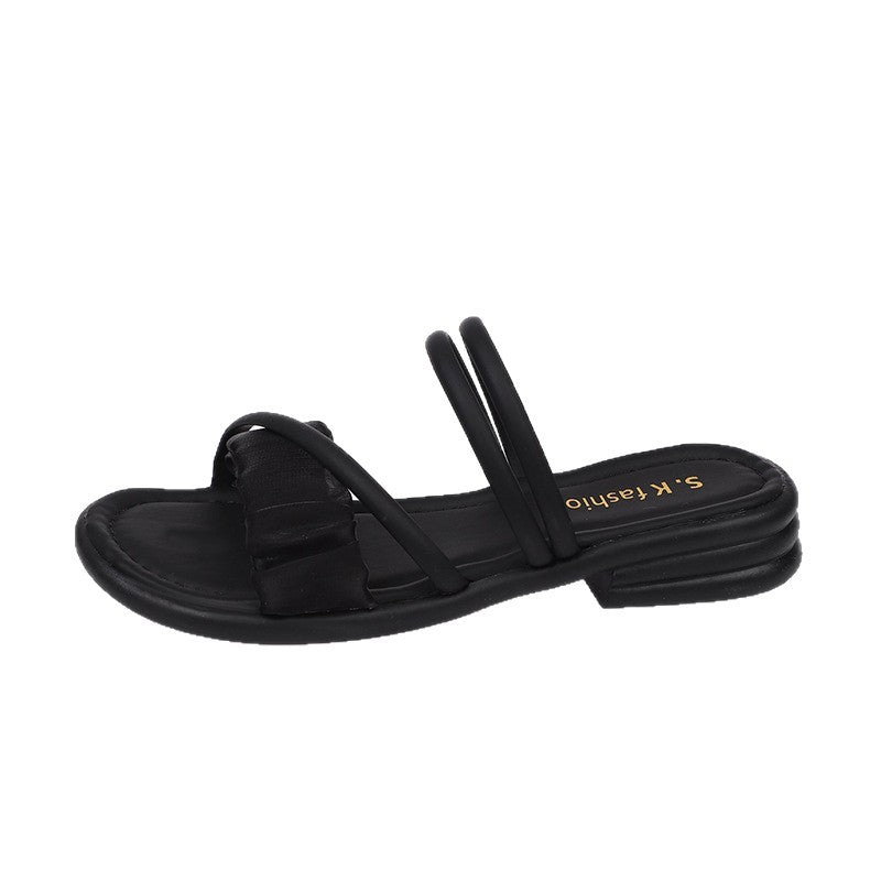 Damen Riemen‑Slides mit Zehenring, gepolstertem Komfortfußbett und niedrigem Blockabsatz Shop Nory