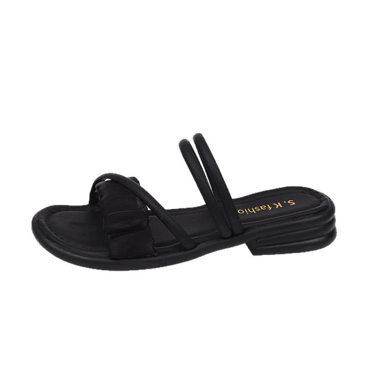 Damen Riemen‑Slides mit Zehenring, gepolstertem Komfortfußbett und niedrigem Blockabsatz Shop Nory