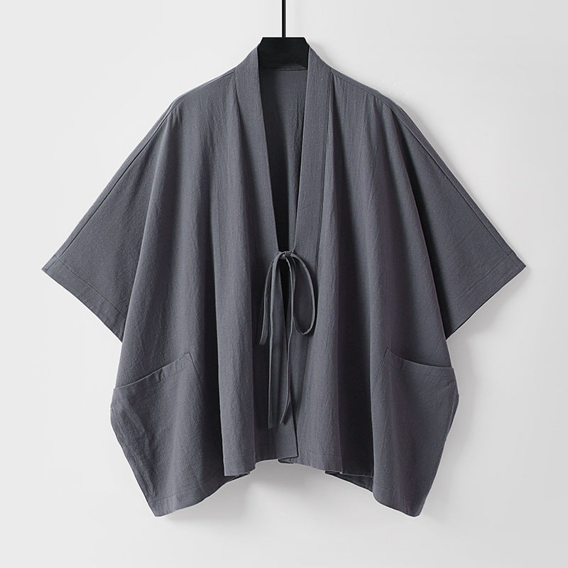 Damen Oversize Kimono-Cardigan mit Bindeband und aufgesetzten Taschen Shop Nory