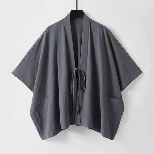 Damen Oversize Kimono-Cardigan mit Bindeband und aufgesetzten Taschen Shop Nory