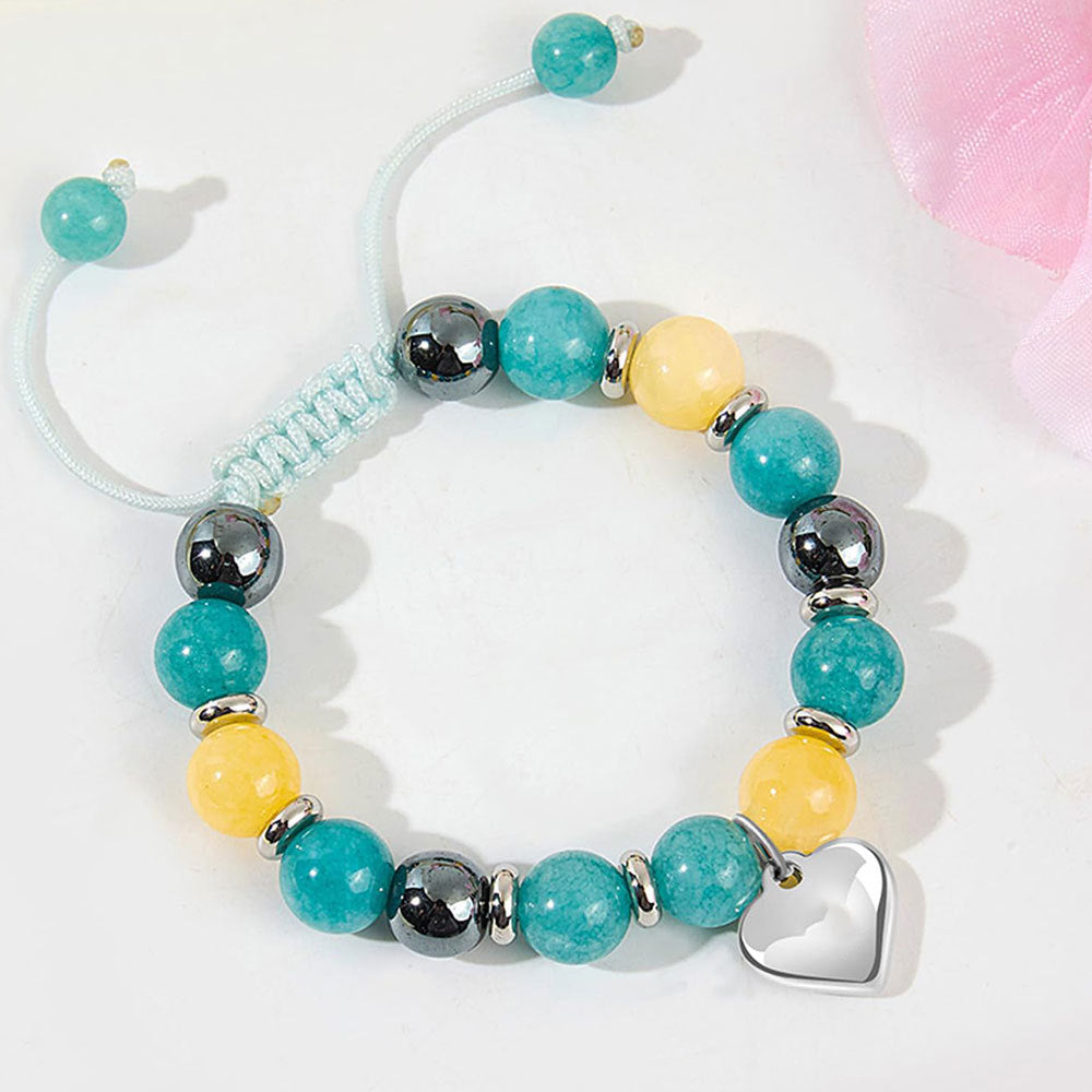 Damen Armband aus bunten Halbedelsteinen mit Herzanhänger Shop Nory