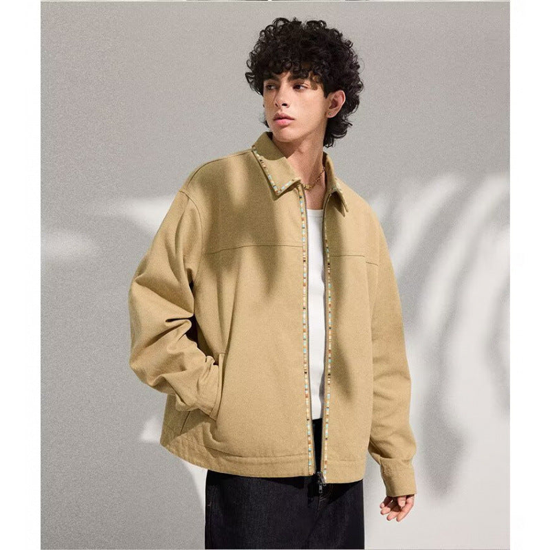 Herren Leichte Blousonjacke mit kontrastierter Zierband-Blende Shop Nory