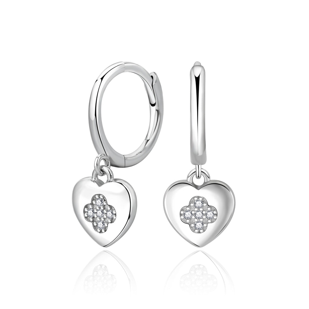 Damen Ohrhänger mit Herzanhänger und funkelnden Zirkonia Shop Nory