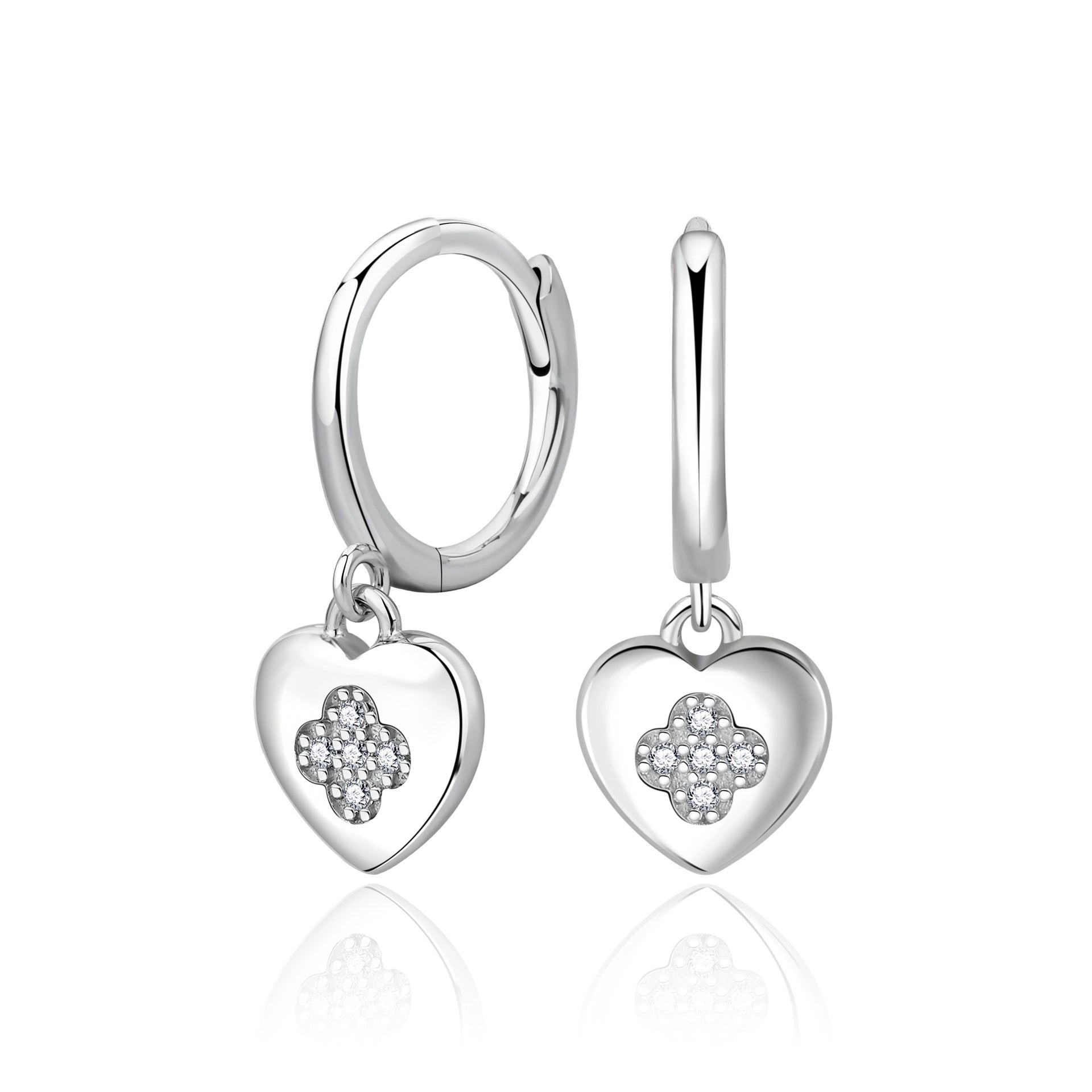 Damen Ohrhänger mit Herzanhänger und funkelnden Zirkonia Shop Nory
