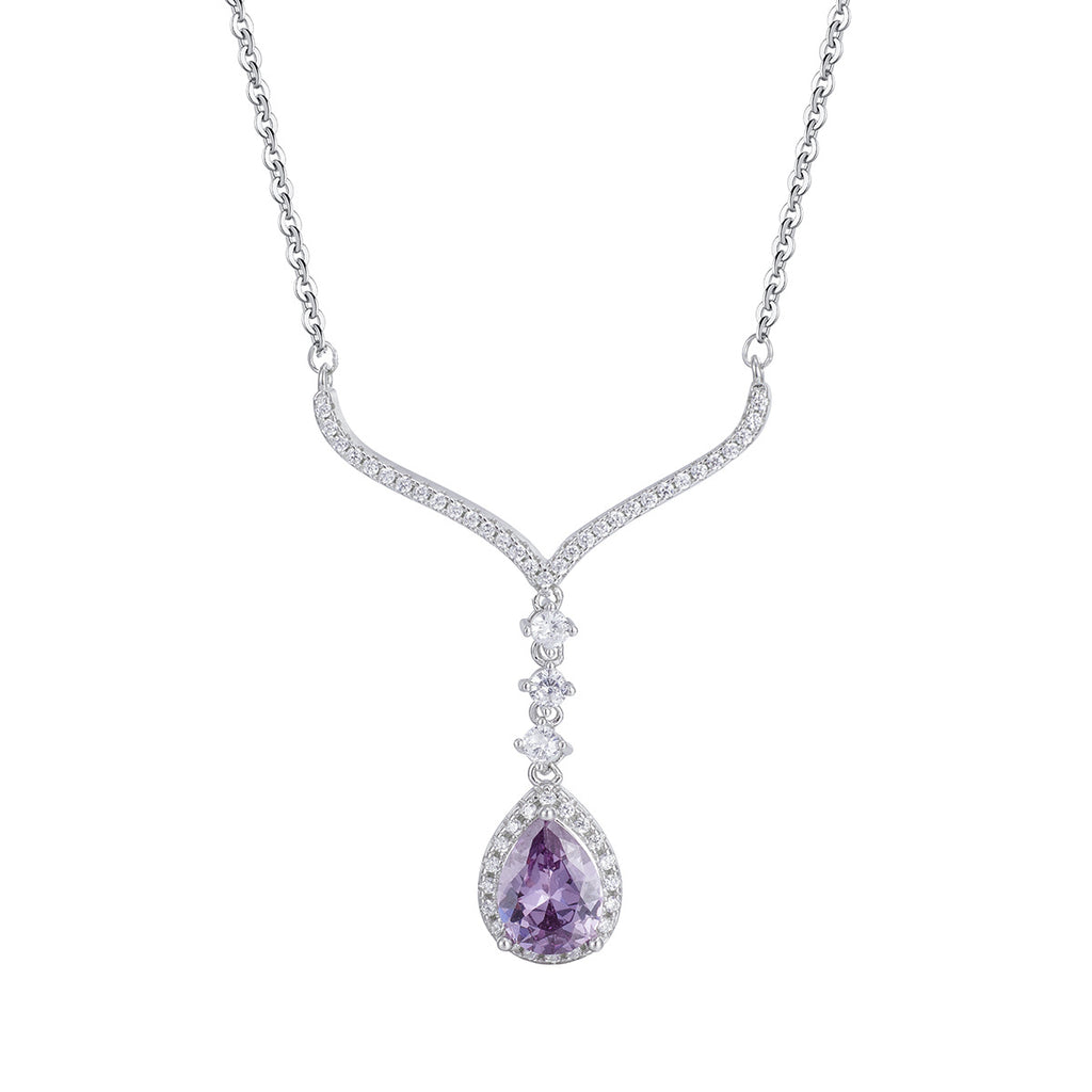 Damen elegante Halskette mit funkelndem Amethyst-Anhänger Shop Nory