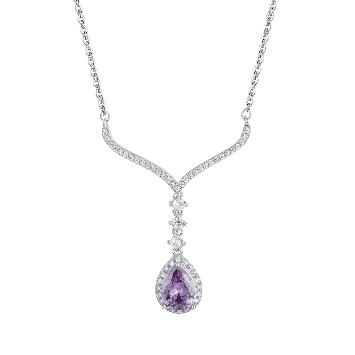 Damen elegante Halskette mit funkelndem Amethyst-Anhänger Shop Nory