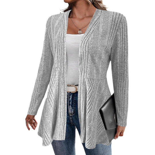 Damen Offener Feinstrick-Cardigan mit Rippstruktur, tailliertem Schnitt und schwingendem Saum Shop Nory