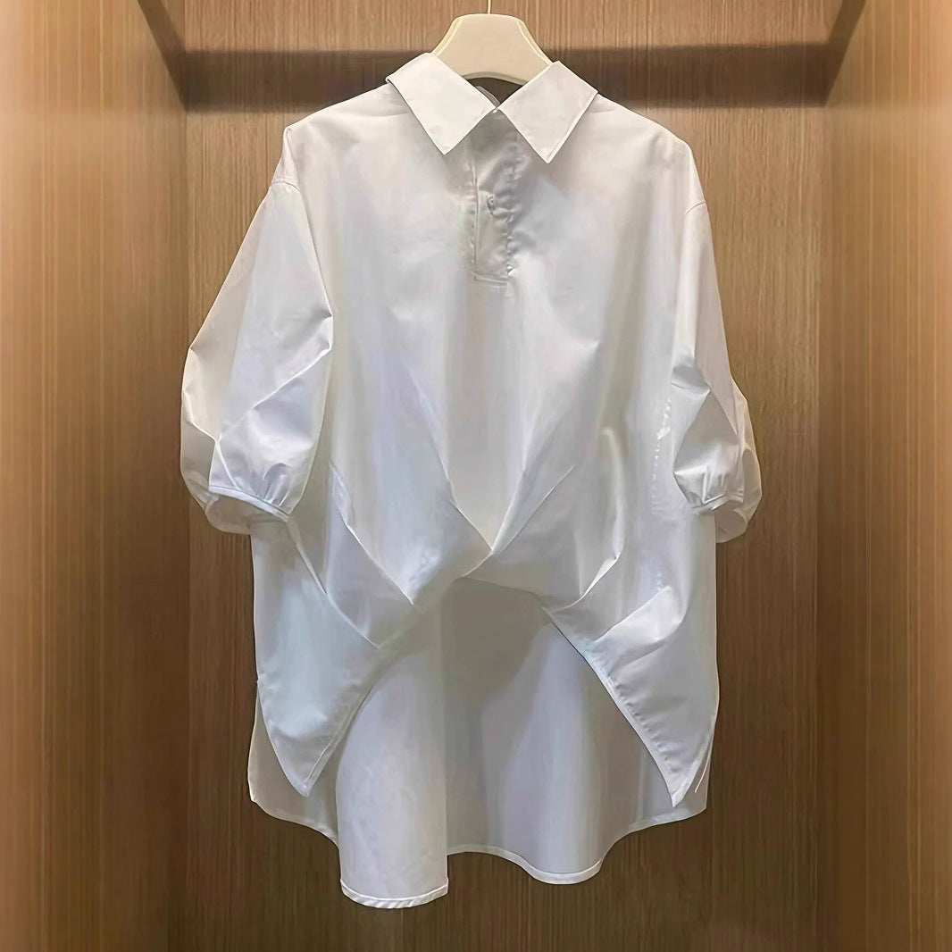 Damen Oversize-Bluse mit dramatischem Drapé-Rücken und Puffärmeln Shop Nory