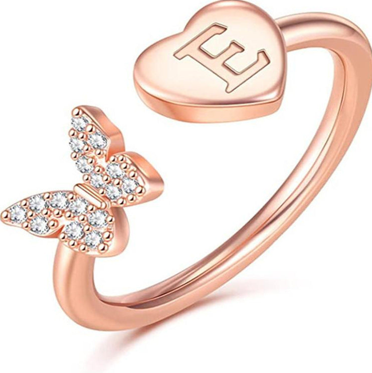 Damen Ring mit Schmetterlingsdesign und Herzmotiv Shop Nory