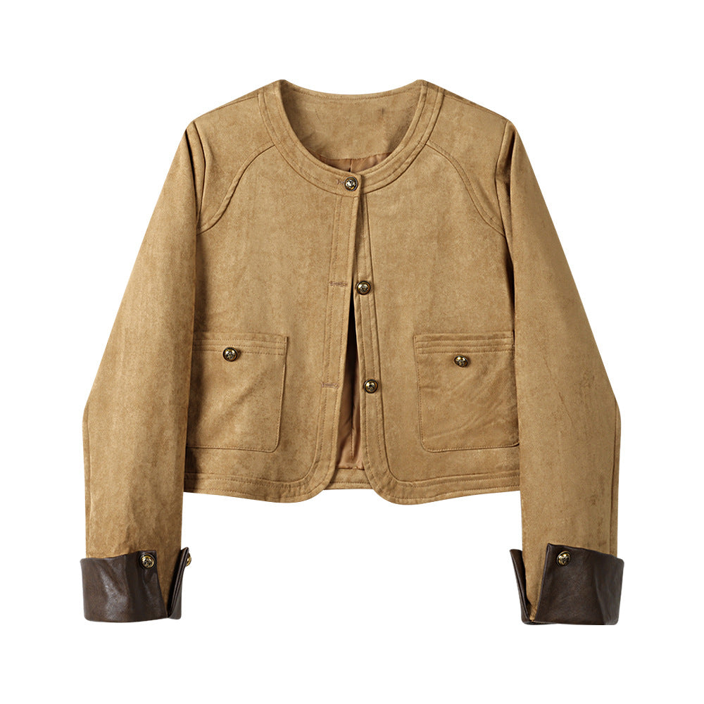 Damen Modische Wildlederjacke mit Taschen Shop Nory