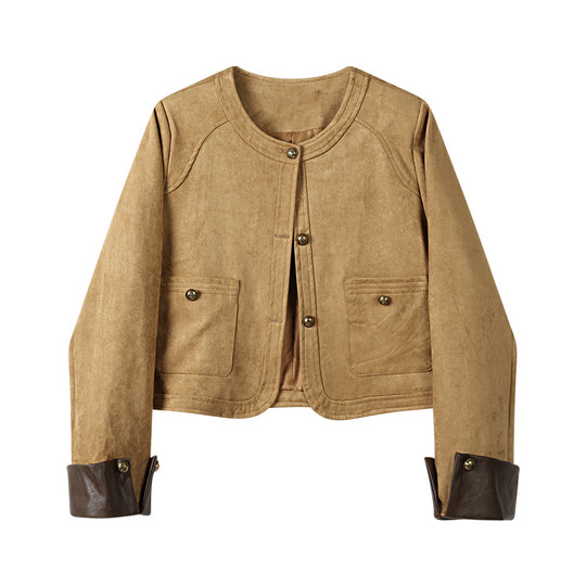 Damen Modische Wildlederjacke mit Taschen Shop Nory