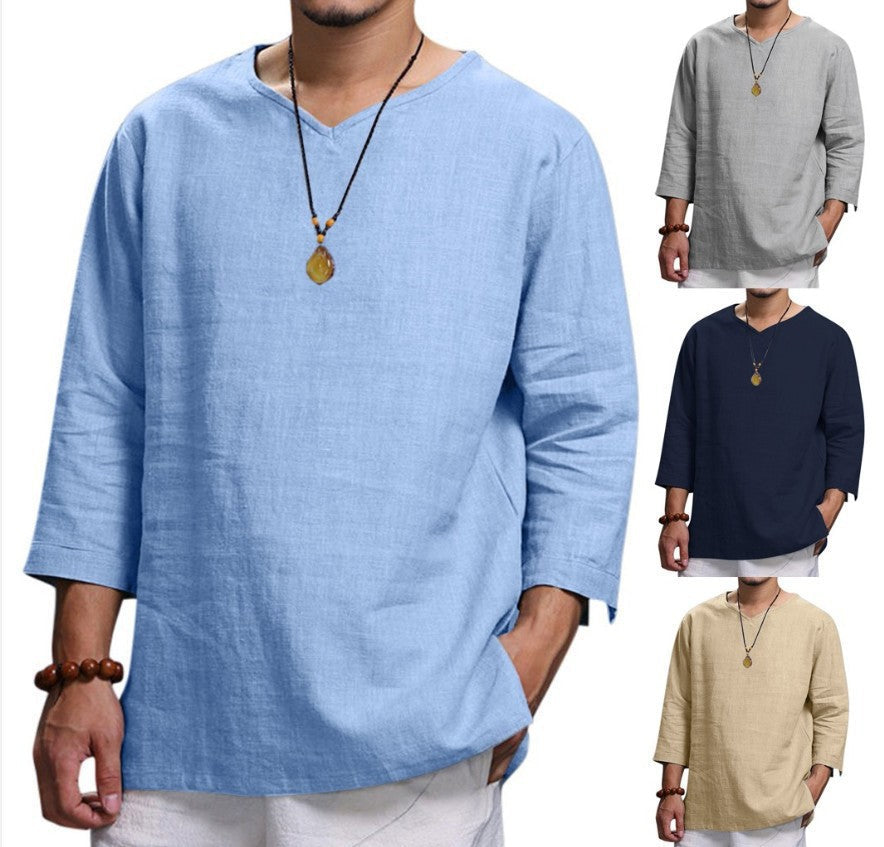 Herren Leichte Leinenbluse