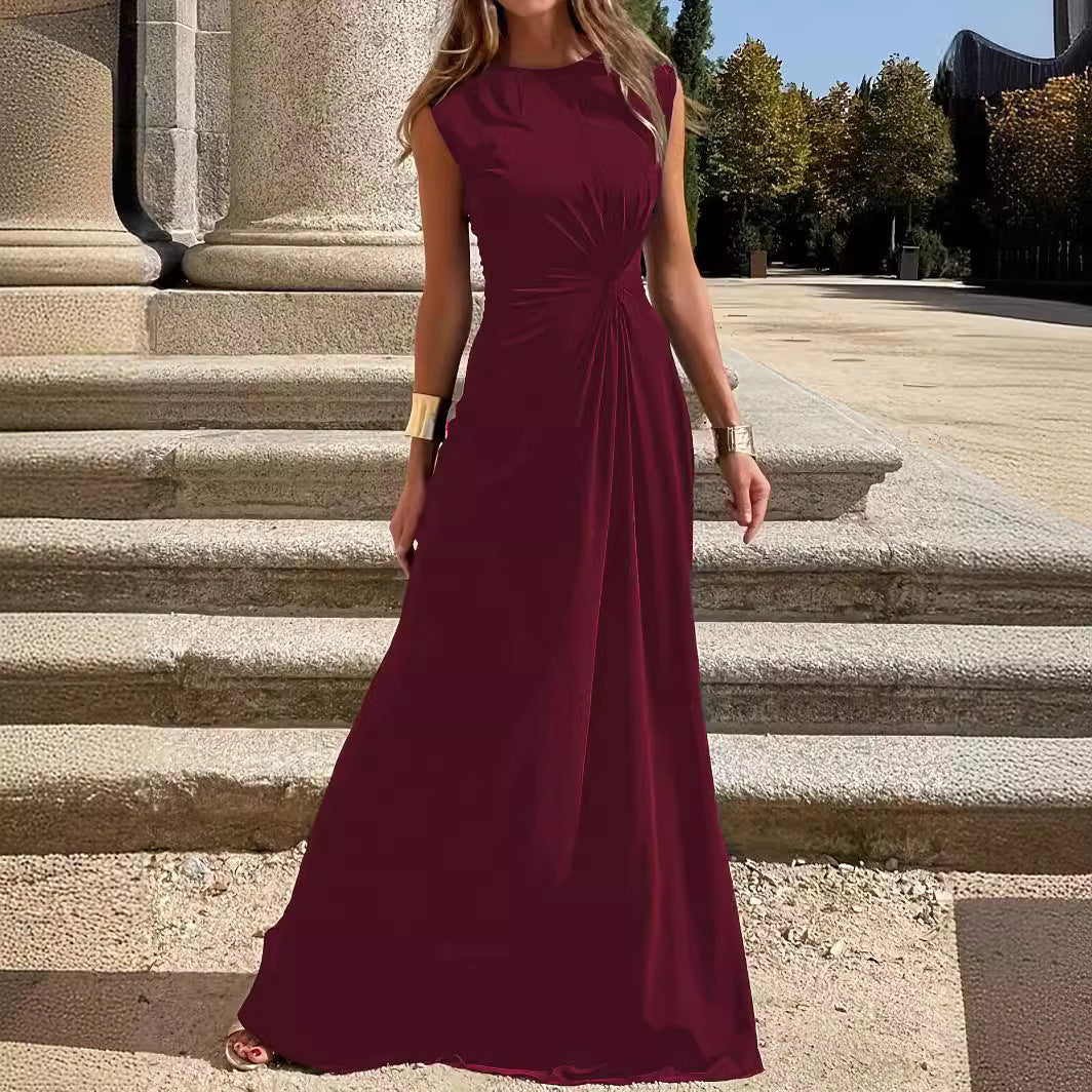 Elegantes Langkleid mit Langen Ärmeln, Revers und Unifarbenem V-Ausschnitt für Damen