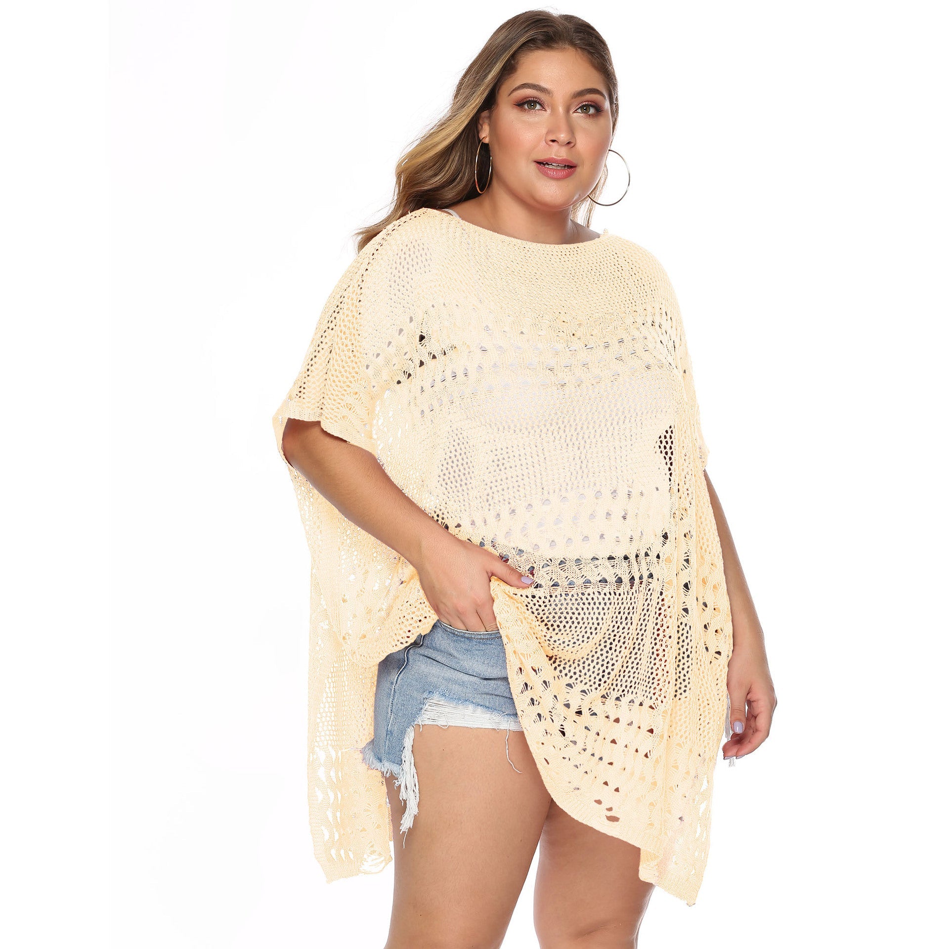 Damen stylischer Häkel-Strandüberwurf