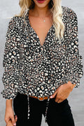 Damen Bluse mit Rüschendetails und tiefem V-Ausschnitt